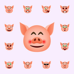 Pig in embarrassed emoji icon. Pig emoji icons universal set for web and mobile
