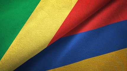 Congo and Armenia two flags textile cloth, fabric texture 