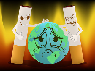 earth cry and cigarette vector