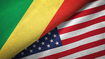 Congo and United States two flags textile cloth, fabric texture