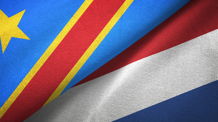 Congo Democratic Republic and Netherlands two flags textile cloth