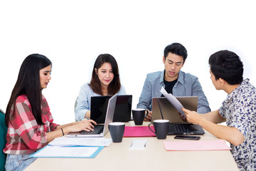 Young business people working in the studio