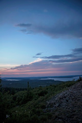 Sunset Above the Clouds. Dusk views from Cadillac Mountain, Acadia national park. Bar Harbor. 