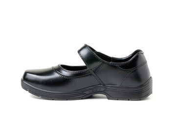 New leather girl student shoes isolated
