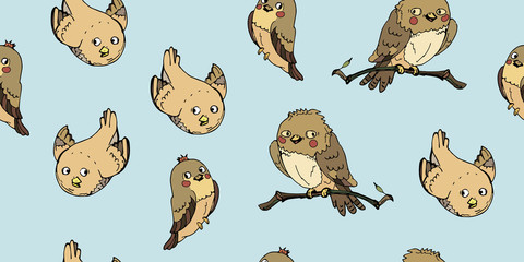 seamless background vector-isolated image of an animated bird on a white background area	