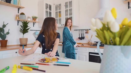 Mom and Daughter do Homework