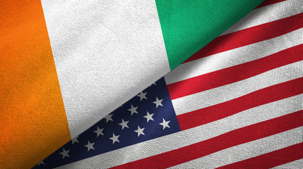 Fototapeta premium Cote d'Ivoire and United States two flags textile cloth, fabric texture