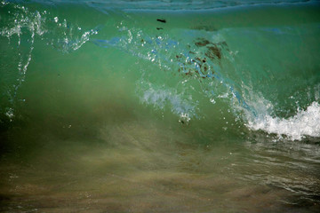 Ocean Wave Frozen in Time. Beautiful blue waves in the Atlantic ocean.