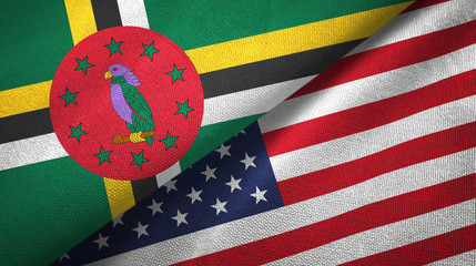 Dominica and United States two flags textile cloth, fabric texture © Aleks Taurus