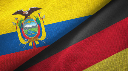 Ecuador and Germany two flags textile cloth, fabric texture