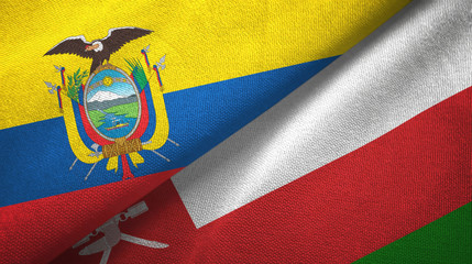 Ecuador and Oman two flags textile cloth, fabric texture