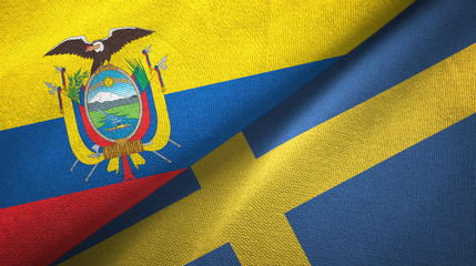 Ecuador and Sweden two flags textile cloth, fabric texture