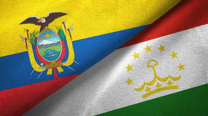 Ecuador and Tajikistan two flags textile cloth, fabric texture