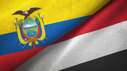 Ecuador and Yemen two flags textile cloth, fabric texture