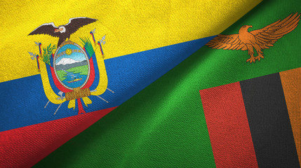 Ecuador and Zambia two flags textile cloth, fabric texture
