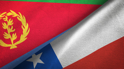Eritrea and Chile two flags textile cloth, fabric texture