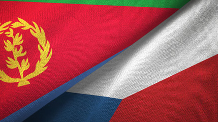 Eritrea and Czech Republic two flags textile cloth, fabric texture