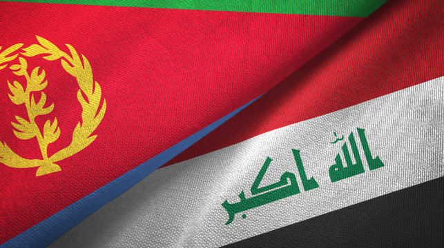 Eritrea and Iraq two flags textile cloth