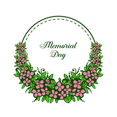 Vector illustration design card of memorial day with abstract leaf wreath frame