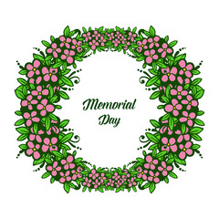 Vector illustration design card of memorial day with abstract leaf wreath frame