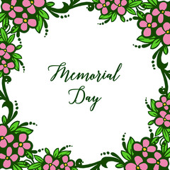 Vector illustration banner of memorial day with beauty of pink bouqet frame