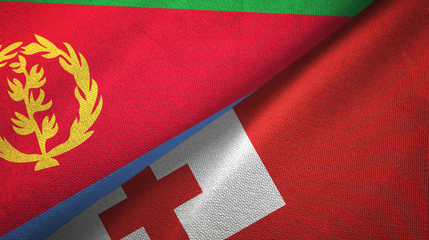 Eritrea and Tonga two flags textile cloth, fabric texture