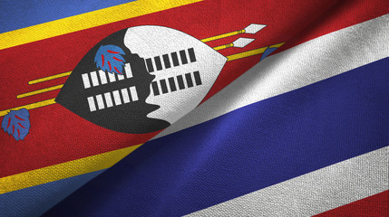 Eswatini Swaziland and Thailand two flags textile cloth, fabric texture