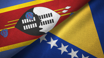 Eswatini Swaziland and Bosnia and Herzegovina two flags textile cloth