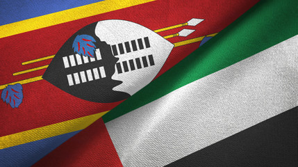 Eswatini Swaziland and United Arab Emirates two flags textile cloth