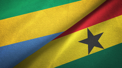 Gabon and Ghana two flags textile cloth, fabric texture