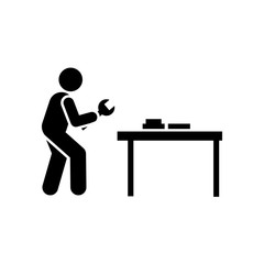 Fototapeta premium Gearwheel, man, person, engineering, wrench icon. Element of manufacturing icon. Premium quality graphic design icon. Signs and symbols collection icon for websites, web design