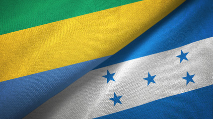 Gabon and Honduras two flags textile cloth, fabric texture