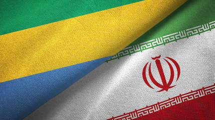 Gabon and Iran two flags textile cloth, fabric texture