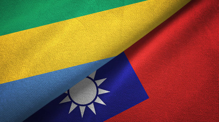 Gabon and Taiwan two flags textile cloth, fabric texture