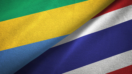 Gabon and Thailand two flags textile cloth, fabric texture