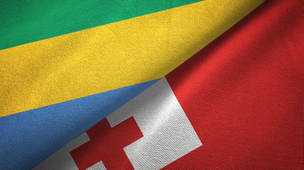 Gabon and Tonga two flags textile cloth, fabric texture