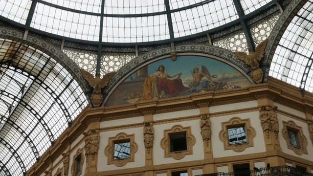 Picture of an angel inside the Galleria Vittorio Emanuele in Milan, showing the roof.