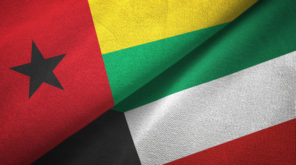 Guinea-Bissau and Kuwait two flags textile cloth, fabric texture