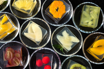 きれいなフルーツゼリー　Colorful sweet delicious fruit jelly