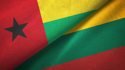 Guinea-Bissau and Lithuania two flags textile cloth, fabric texture