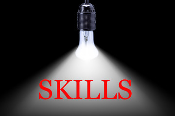 Skill concept. This image is useful in business success. Iightbulb-symbol idea successful.