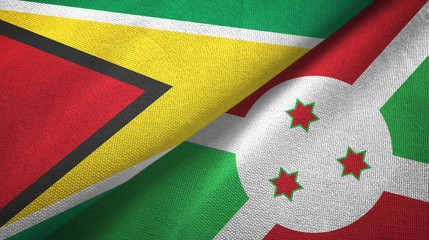 Guyana and Burundi two flags textile cloth, fabric texture 