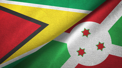 Fototapeta premium Guyana and Burundi two flags textile cloth, fabric texture 