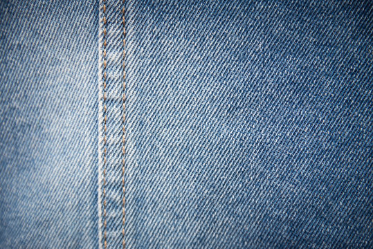 Blue Denim Texture Background With Seam