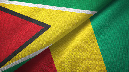 Guyana and Guinea two flags textile cloth, fabric texture