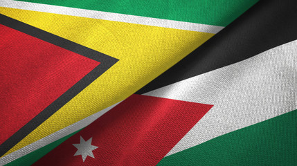 Guyana and Jordan two flags textile cloth, fabric texture