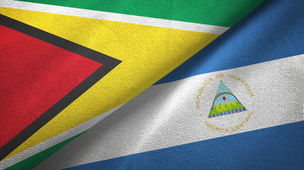 Guyana and Nicaragua two flags textile cloth, fabric texture