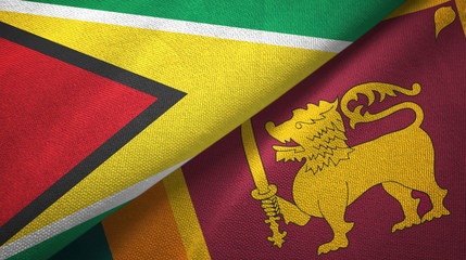 Guyana and Sri Lanka two flags textile cloth, fabric texture