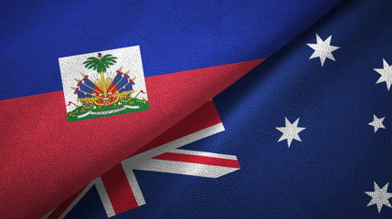 Haiti and Australia two flags textile cloth, fabric texture 