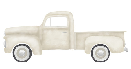 Old Vintage Gray Cream Farm Truck